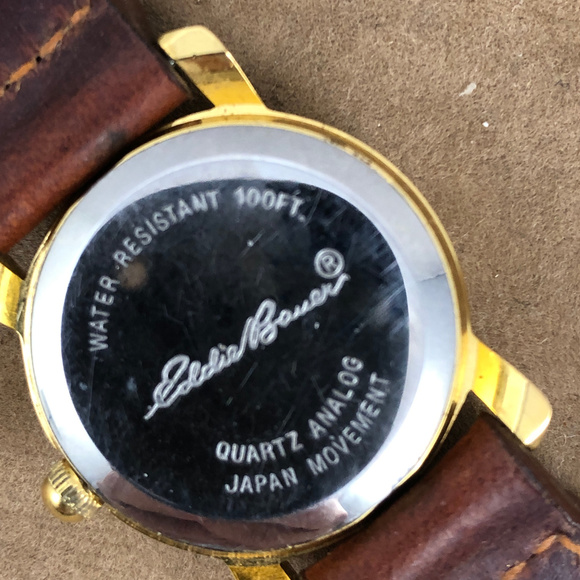 Vintage Gold Tone  Eddie Bauer Date Watch Brown